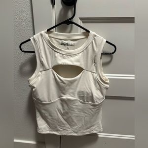 POPFLEX White Sleeveless Crop Tank with Cut-Out